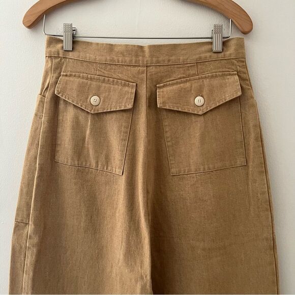 Ilana Kohn Pants Size 8 Extra High Rise Barrel Leg Cotton USA Made Tan Brown - Picture 5 of 10